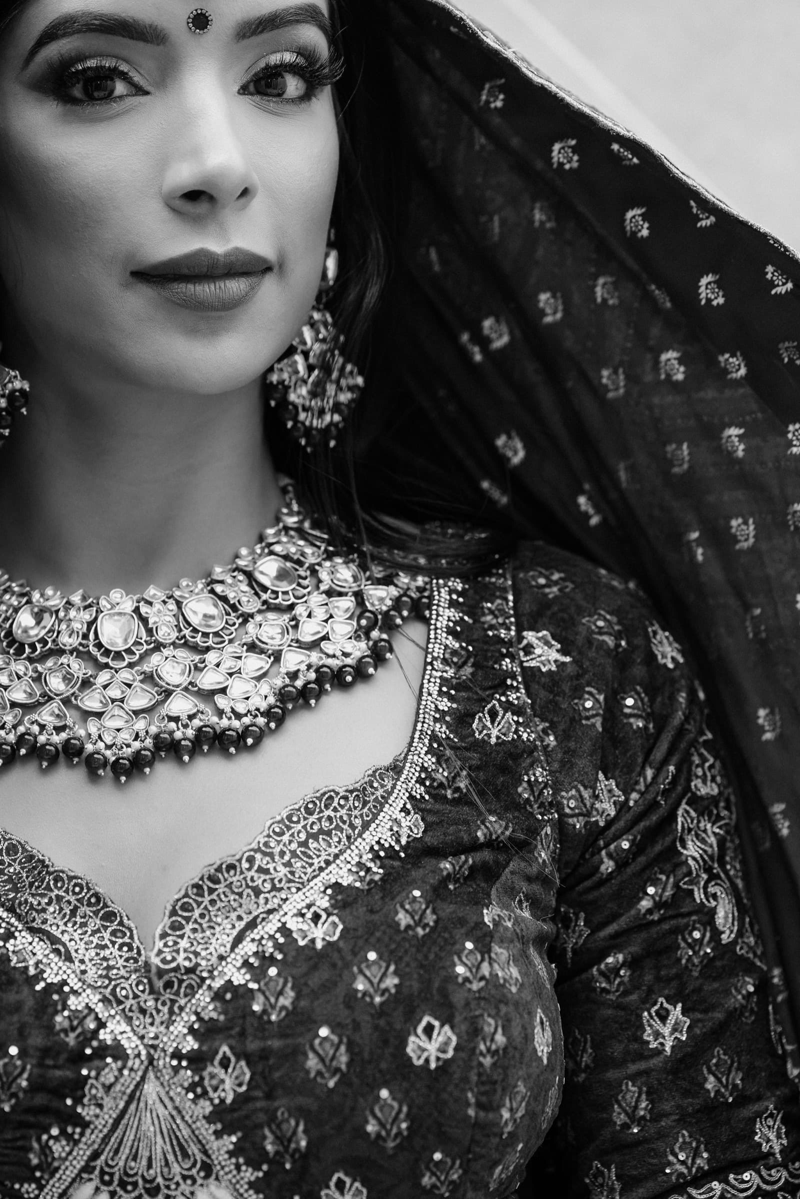 Bridal hands detail, black and white wedding photography