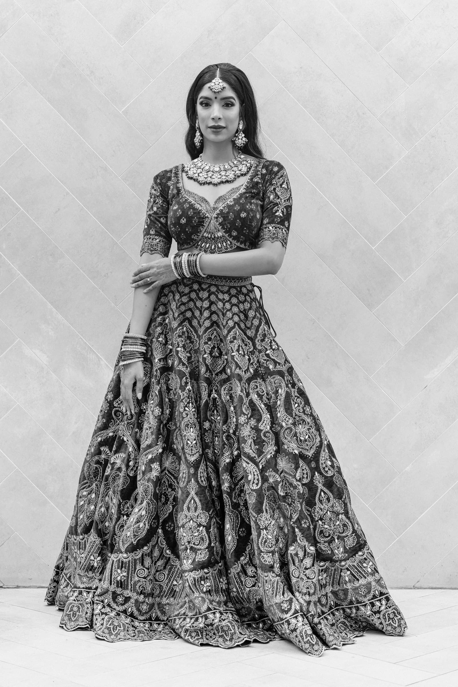 Bridal lehenga full length portrait, editorial wedding photographer